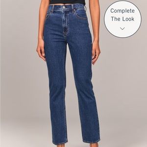 Abercrombie & Fitch Women's Straight Leg Jeans - Dark Blue